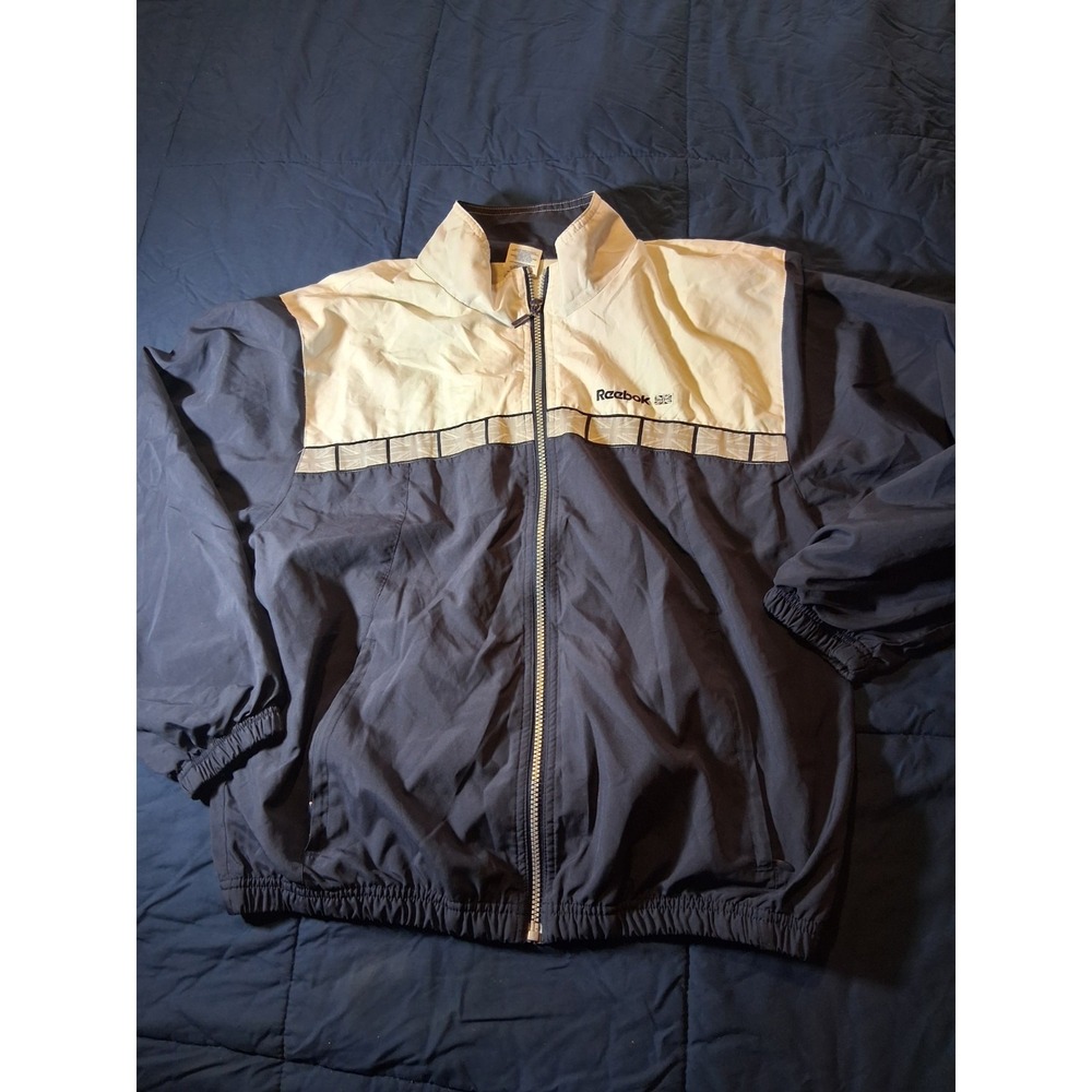 Vintage 1990s Reebok Track Jacket Blue White Retro Full‎ Zip Lined Size Medium